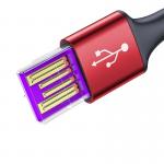 Cablu pentru incarcare si transfer de date Baseus Halo, USB/USB Type-C, LED, 40W, 5A, 2m, Rosu