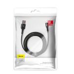 Cablu pentru incarcare si transfer de date Baseus Halo, USB/USB Type-C, LED, 2A, 3m, Negru