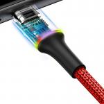 Cablu pentru incarcare si transfer de date Baseus Halo, USB/USB Type-C, LED, 3A, 50cm, Rosu