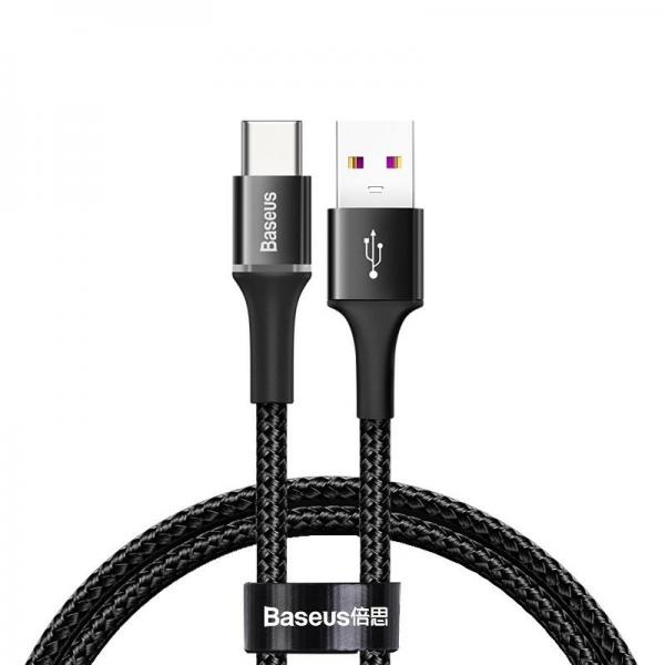 Cablu pentru incarcare si transfer de date Baseus Halo, USB/USB Type-C, LED, 40W, 5A, 50cm, Negru 1 - lerato.ro