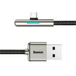 Cablu pentru incarcare si transfer de date Baseus Iridescent Lamp, USB/USB Type-C, LED, 40W, 4A, 1m, Negru
