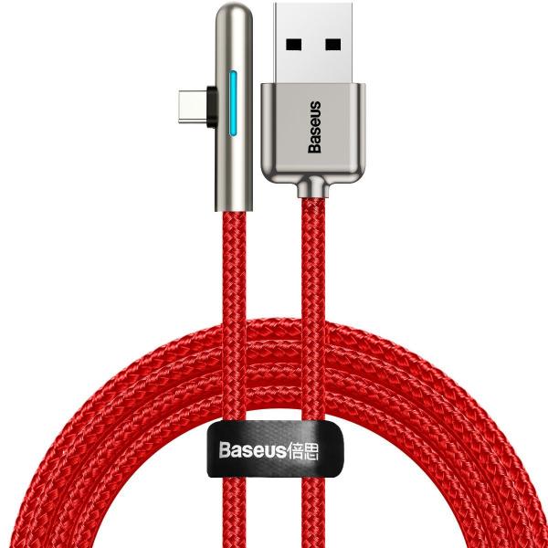 Cablu pentru incarcare si transfer de date Baseus Iridescent Lamp, USB/USB Type-C, LED, 40W, 4A, 1m, Rosu