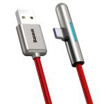 Cablu pentru incarcare si transfer de date Baseus Iridescent Lamp, USB/USB Type-C, LED, 40W, 4A, 1m, Rosu