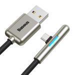 Cablu pentru incarcare si transfer de date Baseus Iridescent Lamp, USB/USB Type-C, LED, 40W, 4A, 2m, Negru