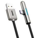 Cablu pentru incarcare si transfer de date Baseus Iridescent Lamp, USB/USB Type-C, LED, 40W, 4A, 2m, Negru