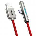 Cablu pentru incarcare si transfer de date Baseus Iridescent Lamp, USB/USB Type-C, LED, 40W, 4A, 2m, Rosu 5 - lerato.ro