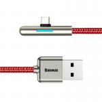 Cablu pentru incarcare si transfer de date Baseus Iridescent Lamp, USB/USB Type-C, LED, 40W, 4A, 2m, Rosu