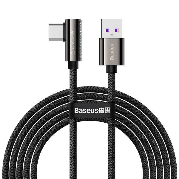 Cablu pentru incarcare si transfer de date Baseus Legend Elbow, USB/USB Type-C, 66W, 2m, Negru 1 - lerato.ro