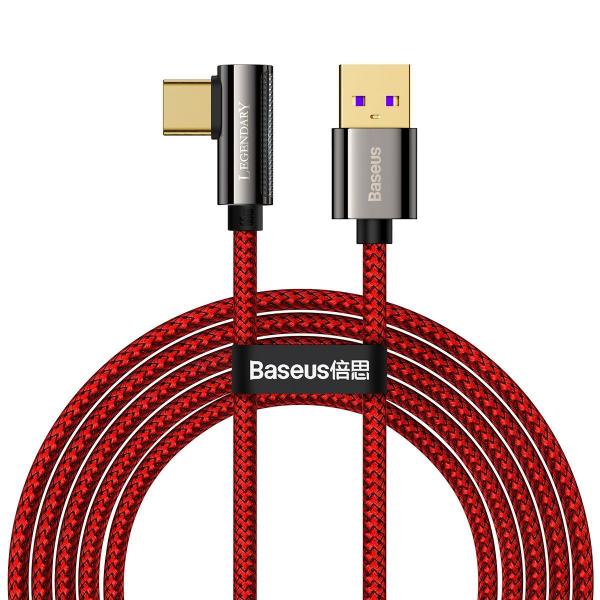Cablu pentru incarcare si transfer de date Baseus Legend Elbow, USB/USB Type-C, 66W, 2m, Rosu 1 - lerato.ro