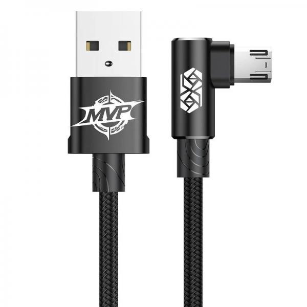Cablu pentru incarcare si transfer de date Baseus MVP Elbow, USB/Micro-USB, Quick Charge 3.0, 2A, 1m, Negru 1 - lerato.ro