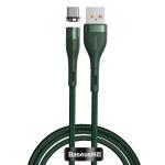 Cablu pentru incarcare si transfer de date Baseus Magnetic Zinc, USB/USB Type-C, 3A, 1m, Verde 2 - lerato.ro