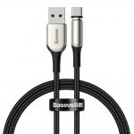 Cablu pentru incarcare si transfer de date Baseus Magnetic Zinc, USB/USB Type-C, 2A, 1m, Negru 2 - lerato.ro