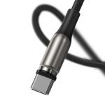 Cablu pentru incarcare si transfer de date Baseus Magnetic Zinc, USB/USB Type-C, 2A, 1m, Negru