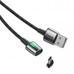 Cablu pentru incarcare si transfer de date Baseus Magnetic Zinc, LED, USB/USB Type-C, 2A, 2m, Negru 3 - lerato.ro