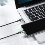 Cablu pentru incarcare si transfer de date Baseus Magnetic Zinc, LED, USB/USB Type-C, 2A, 2m, Negru