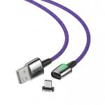 Cablu pentru incarcare si transfer de date Baseus Magnetic Zinc, LED, USB/USB Type-C, 2A, 2m, Mov 5 - lerato.ro
