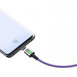 Cablu pentru incarcare si transfer de date Baseus Magnetic Zinc, LED, USB/USB Type-C, 2A, 2m, Mov 8 - lerato.ro
