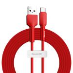Cablu pentru incarcare si transfer de date Baseus Silica Gel, USB/USB Type-C, 2A, 2m, Rosu 2 - lerato.ro