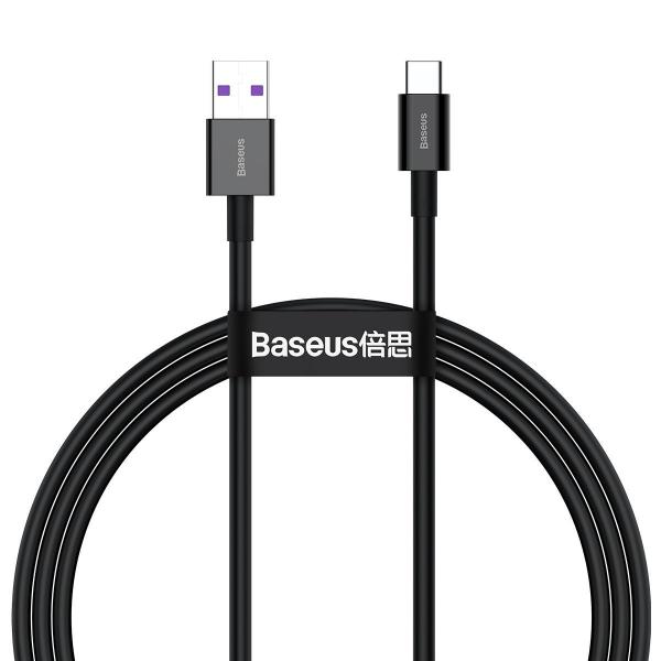 Cablu pentru incarcare si transfer de date Baseus Superior, USB/USB Type-C, 66W, 6A, 1m, Negru