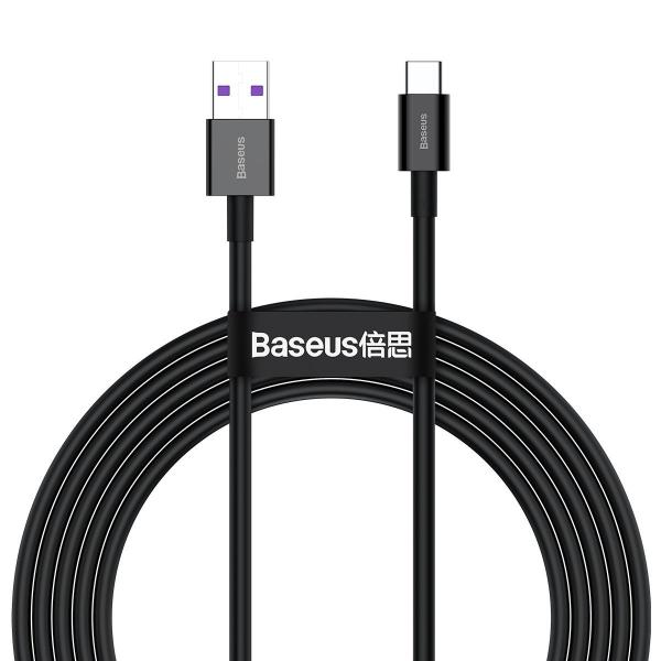 Cablu pentru incarcare si transfer de date Baseus Superior, USB/USB Type-C, 66W, 6A, 2m, Negru 1 - lerato.ro