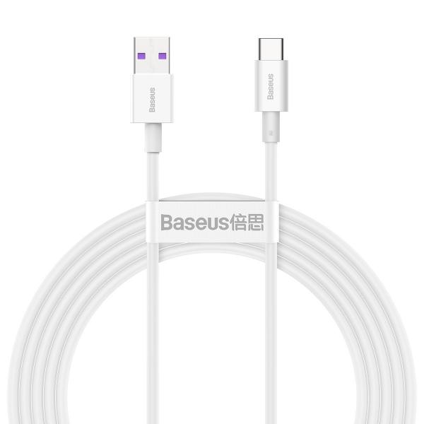 Cablu pentru incarcare si transfer de date Baseus Superior, USB/USB Type-C, 66W, 6A, 2m, Alb