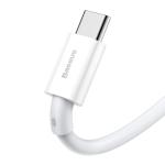Cablu pentru incarcare si transfer de date Baseus Superior, USB/USB Type-C, 66W, 6A, 2m, Alb