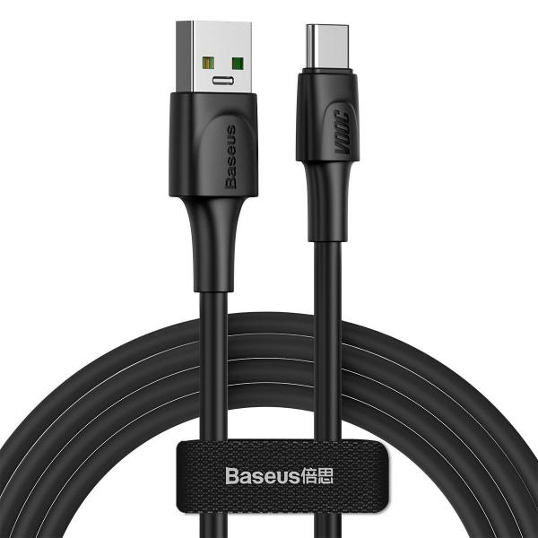 Cablu pentru incarcare si transfer de date Baseus White Series, USB/USB Type-C, VOOC, Quick Charge 5A, 2m, Negru