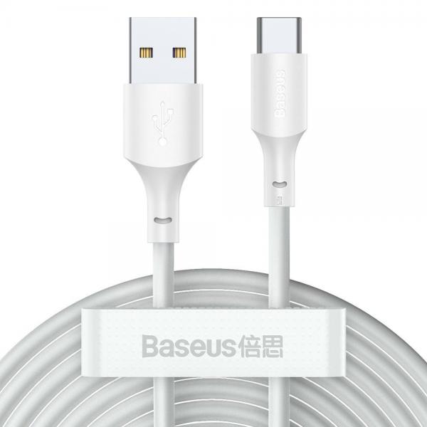 Cablu pentru incarcare si transfer de date Baseus Wisdom, USB/USB Type-C, Quick Charge, 5A, 1.5m, Alb, Set 2 bucati 1 - lerato.ro
