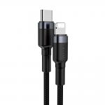Cablu pentru incarcare si transfer de date Baseus Cafule USB Type-C/Lightning 1m Negru/Gri