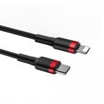 Cablu pentru incarcare si transfer de date Baseus Cafule USB Type-C/Lightning 1m Negru/Rosu