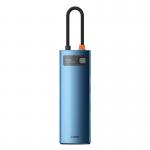 Adaptor HUB aluminiu 8-in-1 Baseus Metal Gleam, USB-C - 3x USB 3.0, 1x USB-C PD, 1x HDMI 4K, 1x RJ45, 1x MicroSD, 1x SD, Albastru 7 - lerato.ro