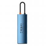 Adaptor HUB aluminiu 8-in-1 Baseus Metal Gleam, USB-C - 3x USB 3.0, 1x USB-C PD, 1x HDMI 4K, 1x RJ45, 1x MicroSD, 1x SD, Albastru 6 - lerato.ro