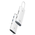 Adaptor HUB 6-in-1 Baseus Lite, USB-C - 2x USB 3.0, 1x USB-C PD, 1x HDMI 4K, 1x MicroSD, 1x SD, Alb 25 - lerato.ro