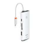 Adaptor HUB 6-in-1 Baseus Lite, USB-C - 2x USB 3.0, 1x USB-C PD, 1x HDMI 4K, 1x MicroSD, 1x SD, Alb 18 - lerato.ro