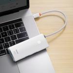 Adaptor HUB 6-in-1 Baseus Lite, USB-C - 2x USB 3.0, 1x USB-C PD, 1x HDMI 4K, 1x MicroSD, 1x SD, Alb 16 - lerato.ro