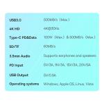 Adaptor HUB 6-in-1 Baseus PadJoy, USB-C - 1x HDMI, 1x USB 3.0, 1x USB-C PD, 1x Mini Jack 3.5mm, 1x MicroSD, 1x SD, Gri inchis 11 - lerato.ro