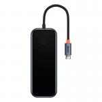 Adaptor HUB 5-in-1 Baseus AcmeJoy, USB-C - 2x USB 3.0, 1x USB 2.0, 1x USB-C PD, 1x HDMI 4K, Gri inchis 10 - lerato.ro