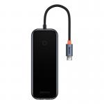 Adaptor HUB 5-in-1 Baseus AcmeJoy, USB-C - 2x USB 3.0, 1x USB 2.0, 1x USB-C PD, 1x RJ45, Gri inchis 11 - lerato.ro