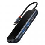 Adaptor HUB 5-in-1 Baseus AcmeJoy, USB-C - 2x USB 3.0, 1x USB 2.0, 1x USB-C PD, 1x RJ45, Gri inchis 2 - lerato.ro