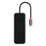 Adaptor HUB 5-in-1 Baseus AcmeJoy, USB-C - 2x USB 3.0, 1x USB 2.0, 1x USB-C PD, 1x RJ45, Gri inchis 6 - lerato.ro