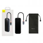 Adaptor HUB 5-in-1 Baseus AcmeJoy, USB-C - 2x USB 3.0, 1x USB 2.0, 1x USB-C PD, 1x RJ45, Gri inchis 5 - lerato.ro
