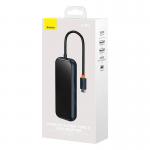 Adaptor HUB 5-in-1 Baseus AcmeJoy, USB-C - 2x USB 3.0, 1x USB 2.0, 1x USB-C PD, 1x RJ45, Gri inchis 3 - lerato.ro
