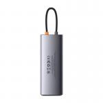 Adaptor HUB aluminiu 9-in-1 Baseus Metal Gleam, USB-C - 2x USB 3.0, 1x USB 2.0, 1x USB-C PD, 2x HDMI 4K, 1x RJ45, 1x MicroSD, 1x SD, Gri 6 - lerato.ro