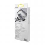 Adaptor HUB aluminiu 9-in-1 Baseus Metal Gleam, USB-C - 2x USB 3.0, 1x USB 2.0, 1x USB-C PD, 2x HDMI 4K, 1x RJ45, 1x MicroSD, 1x SD, Gri 3 - lerato.ro