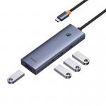 Adaptor HUB aluminiu 4-in-1 Baseus FLITE, USB-C - 4x USB 3.0, Gri