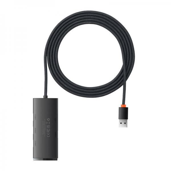 Adaptor HUB 4-in-1 Baseus Lite Series, USB - 4x USB 3.0, 5Gbps, 2m, Negru 1 - lerato.ro