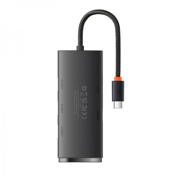 Adaptor HUB 4-in-1 Baseus Lite Series, USB-C - 4x USB 3.0, 5Gbps, 25cm, Negru