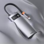 Adaptor HUB aluminiu 4-in-1 Baseus Metal Gleam, USB-C - 4x USB 3.2, Gri 10 - lerato.ro