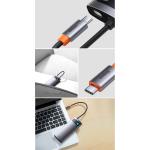 Adaptor HUB aluminiu 4-in-1 Baseus Metal Gleam, USB-C - 4x USB 3.2, Gri