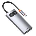 Adaptor HUB aluminiu 4-in-1 Baseus Metal Gleam, USB-C - 1x USB 3.0, 1x USB 2.0, 1x HDMI, 1x USB-C, Gri 4 - lerato.ro